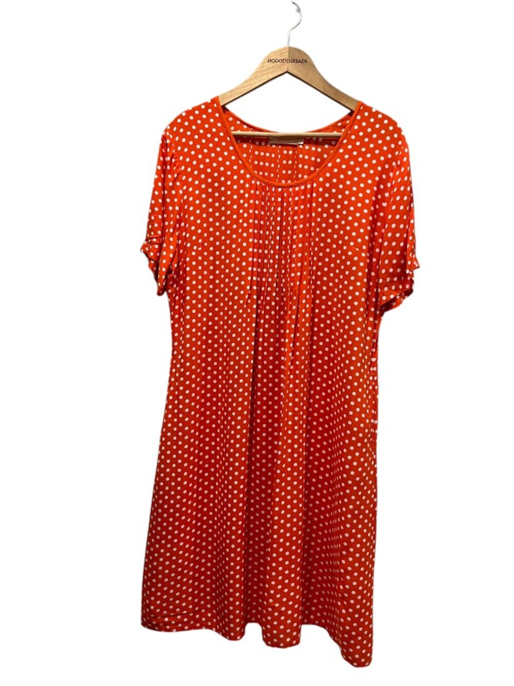La Cera Polka Dot Short Sleeve A-Line Dress, Orange White, XL